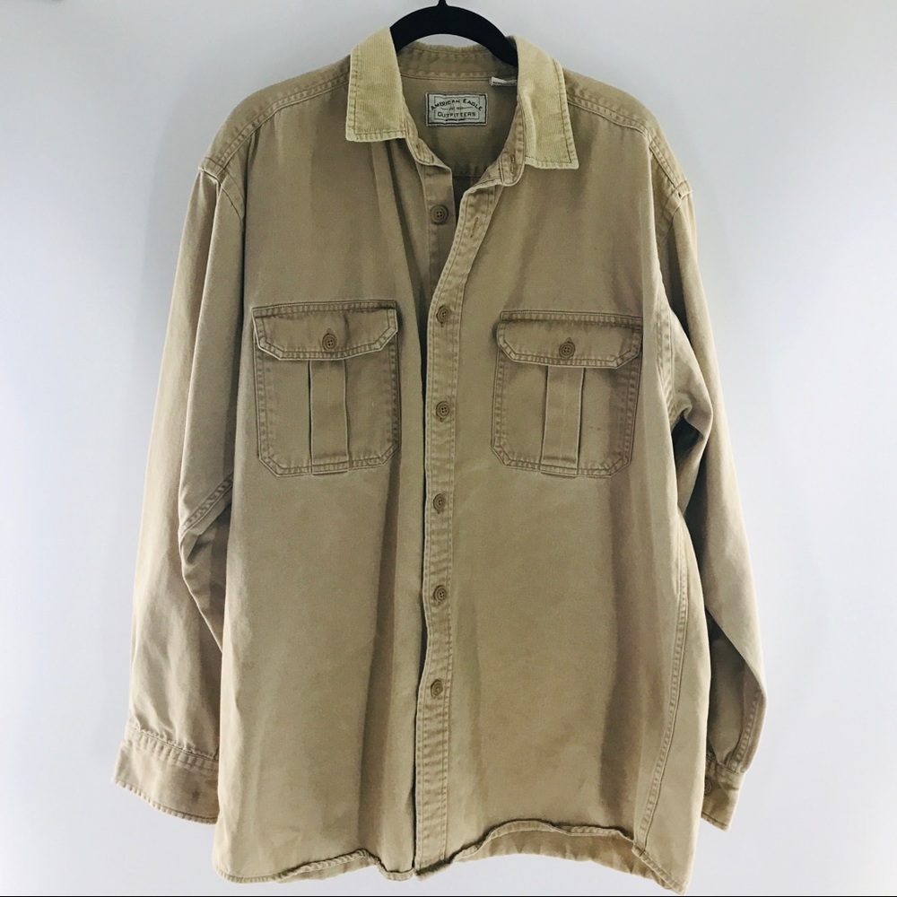 VTG American Eagle Khaki Cotton Button Down